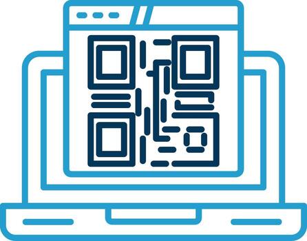 Qr Code Line Blue Two Color Icon vector