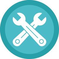 Cross Wrench Glyph Multi Circle Icon vector