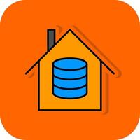 Data House Filled Orange background Icon vector