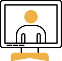 Online Meeting Skined Filled Icon vector