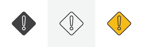 Warning sign with exclamation point icon set vector