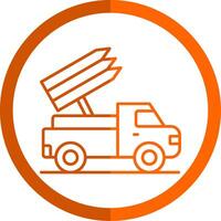 Missile Truck Line Orange Circle Icon vector