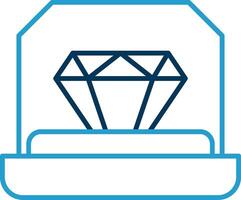 Engagement Ring Line Blue Two Color Icon vector