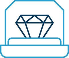 Engagement Ring Line Blue Two Color Icon vector