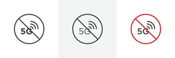 No 5G signal sign. No 5G technology mobile symbol. No 5G network logo. vector