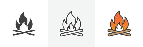 Bonfire icon set vector