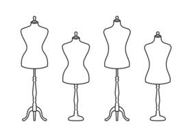 Mannequins line icon isolated on white background. vector