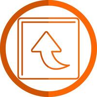 Curved Up Line Orange Circle Icon vector