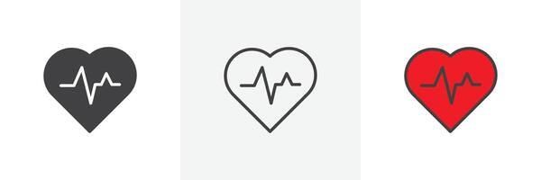 Heartbeat icon set vector