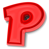 vermelho p 3d texto render png