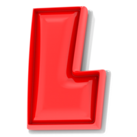 Red L 3d Text Render png