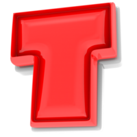 vermelho t 3d texto render png