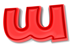 Red W 3d Text Render png