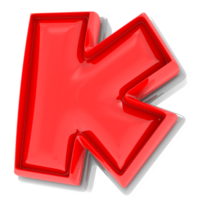 vermelho k 3d texto render png