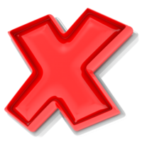 Red X 3d Text Render png