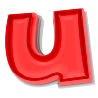 Red U 3d Text Render png