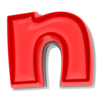 Red N 3d Text Render png