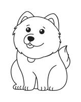 Cute Dog Coloring Pages, Dog black and white illustration vector