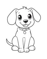Cute Dog Coloring Pages for kids, Dog black and white , Dog illustration vector
