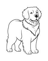 Cute Dog Coloring Pages, Dog black and white illustration vector