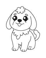 Cute Dog Coloring Pages for kids, Dog illustration, Dog black and white vector