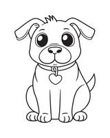 Cute Dog Coloring Pages, Dog black and white illustration vector