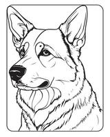 Cute Dog Coloring Pages for kids, Dog illustration, Dog black and white vector