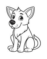 Cute Dog Coloring Pages, Dog black and white illustration vector