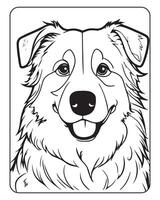 linda perro colorante paginas para niños, perro ilustración, perro negro y blanco vector