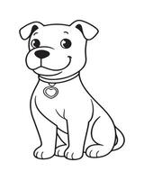 Cute Dog Coloring Pages, Dog black and white illustration vector