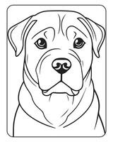 linda perro colorante paginas para niños, perro ilustración, perro negro y blanco vector