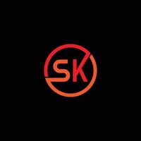 SK Letter Initial Logo Design vector