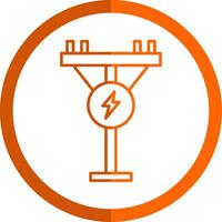 Electric Pole Line Orange Circle Icon vector