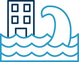 Tsunami Line Blue Two Color Icon vector