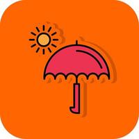 Umbrella Filled Orange background Icon vector