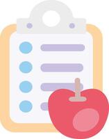 an apple and a clipboard with a checklist on it vector