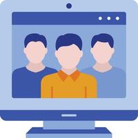 a computer screen with three people on it vector