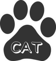 cat paw print on white background with the word cat vector