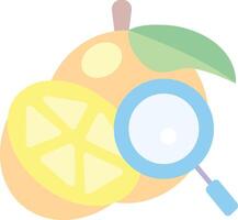 an orange and a magnifying glass vector