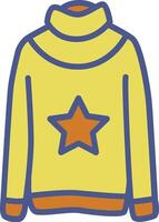 un amarillo suéter con un naranja estrella en el frente vector