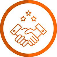 Partnership Handshake Line Orange Circle Icon vector