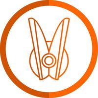 pinza de ropa línea naranja circulo icono vector