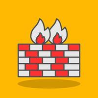 Firewall Filled Shadow Icon vector