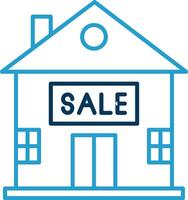 House for Sale Line Blue Two Color Icon vector