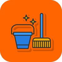 Cleaning Tools Filled Orange background Icon vector