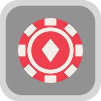 Poker Chip Flat Round Corner Icon vector