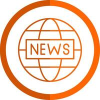 Noticias reporte línea naranja circulo icono vector