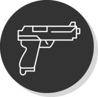 pistola línea gris circulo icono vector