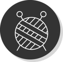 Knitting Line Grey Circle Icon vector