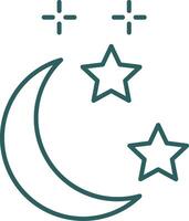 Luna y estrella línea degradado redondo esquina icono vector